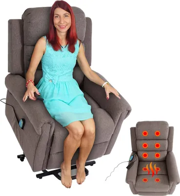 Produktbild von Fernsehsessel MCW-K63, Relaxsessel Sessel, Liegefunktion Aufstehhilfe Massage Heizfunktion, Stoff/Textil dunkelgrau