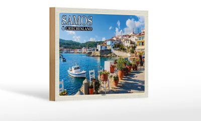Produktbild von Holzschild Reise 18x12 cm Samos Griechenland Kokkári Stadt Urlaub