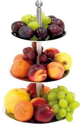 Produktbild von Etagere 3-stöckig, Edelstahl, 42 cm hoch, Teller Ø 255, 215, 195 mm, leicht vertieft