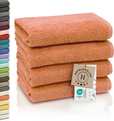 Produktbild von 4er Set Handtücher aus Baumwolle, 50x100 cm, orange