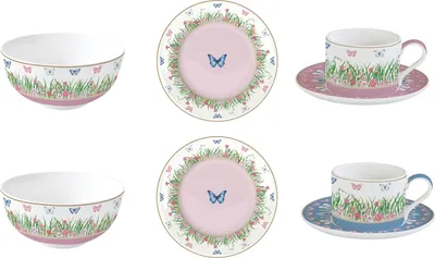 Produktbild von 8tlg. Frühstücksset SPRING PARADE Schmetterlinge aus Porzellan Easy Life