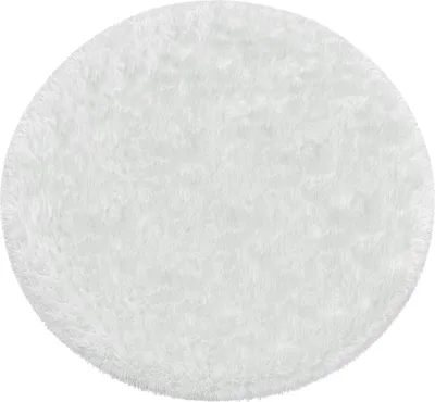 Produktbild von Runder Schlafzimmerteppich 120 cm – rutschfest, weich und flauschig – Weiß, Weiß, Weiß