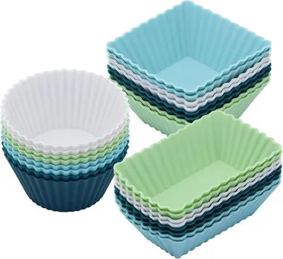 Image de Moules à cupcakes en silicone - 24 pièces, réutilisables, couleurs neutres