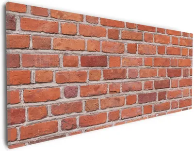 Produktbild von Wallario Premium Leinwandbild Rote Ziegelsteinwand - Backsteine in Größe 30 x 75 cm
