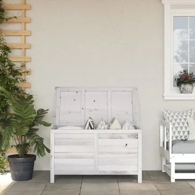 Obrázok produktu pre The Living Store Záhradná truhlica biela 99x49,5x58,5 cm z masívneho jedľového dreva