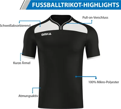 Produktbild von OMKA Fußballtrikot Teamwear Uniformhemd Trikot , Größe:50/M, Farbe:Schwarz