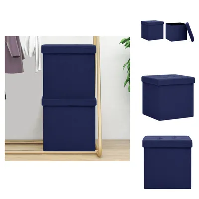 Produktbild von vidaXL Hocker mit Stauraum 2 Stk. Blau Leinenoptik - Klappstühle & Hocker