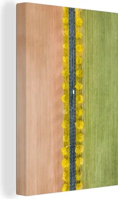Produktbild von OneMillionCanvasses® - Leinwandbilder - 90x140 cm, Herbstlicher Blick aus der Vogelperspektive auf eine französische Landschaft, Wandbilder Kunstdruck Wanddekoration - Wandschmucke - Schlafzimmer
