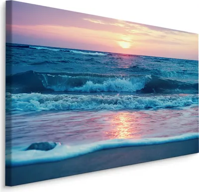 Zdjęcie produktu dla Obraz Dekoracja z efektem 3D do jadalni morze wschód słońca fale 30x20cm