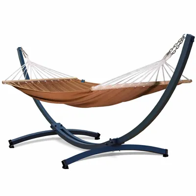 Produktbild von Potenza Outdoor Hängematte mit Tytan Gestell für 2 Personen I Stabhängematte XXL 220x160, 200kg I Hängemattengestell 350 kg Wetterfest