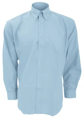 Image de Chemise de travail Oxford pour hommes, manches longues, modèle FK431 (taille 44,5 cm), couleur bleu clair, de la marque Kustom Kit