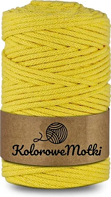 Zdjęcie produktu dla KoloroweMotki | Sznurek bawełniany z rdzeniem 100m 3mm Jasny Żółty | Idealny do rękodzieła, makramy, na torebki, dywany, prac artystycznych