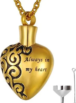Immagine prodotto di Collana portacenere (55 cm) per ceneri, capelli o profumo - gioiello commemorativo con dispositivo di riempimento del portacenere e sacchetto per la conservazione - Sempre Oro