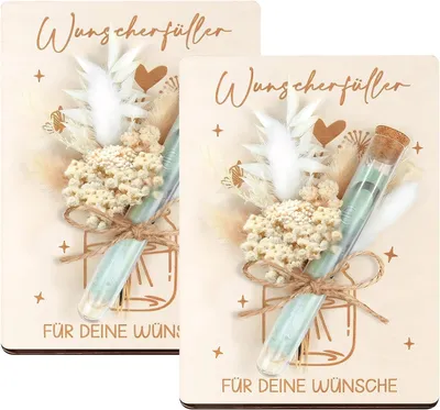 Productafbeelding van Cadeau bruiloft geld bevat reageerbuis - Set van 2 - Wenskaart gedroogde bloemen
