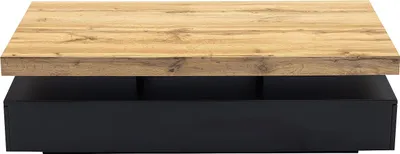 Produktbild von Couchtisch mit 2 Schubladen aus MDF - Schwarz und natürliches Licht - FELIX