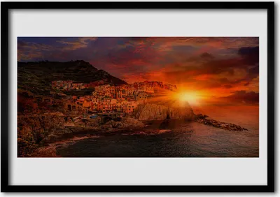 Produktbild von Bild 100x70 MDF-Rahmen Wandkunst Meer Stadtlandschaft