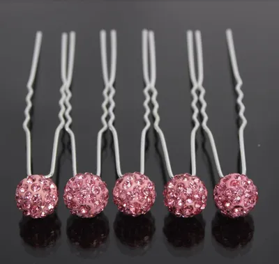 Produktbild von 5 Strass Haarnadeln Haarschmuck Hairpins Frisur rosa