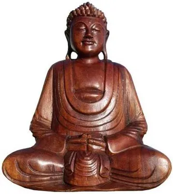 Produktbild von Handgefertigte Buddha-Figur aus Holz, 20 cm - Feng Shui Dekoration