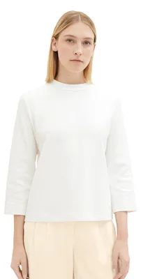 Immagine prodotto di Maglietta da donna TOM TAILOR con maniche a 3/4 e colletto alla coreana
