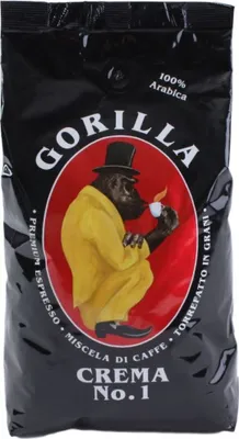 A bag of Gorilla Crema No. 1 espresso coffee beans.