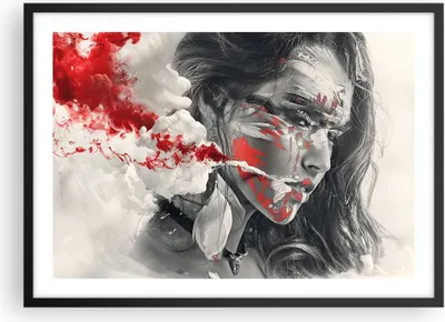 Produktbild von Gerahmtes Poster - Schwarzer Rahmen - Frau Gesicht Kunst - 70x50 cm - Wand Bild - Wanddeko - Wandbilder - Kunstposter - Wandposter - Bilderrahmen - Bilder - Kunstdruck - Wandbild - P2BAA70x50-3867