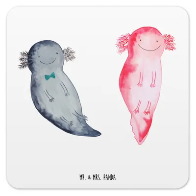 Produktbild von Mr. & Mrs. Panda Untersetzer für Gläser Axolotl Liebe 6er Set - Weiß - Geschenk, Coaster, Getränkeuntersetzer, Partner, Freundin, Freund, Hochzeitstag, Tischuntersetzer