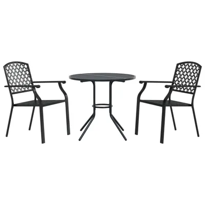 Produktbild von Gartenstuhl-Set 3-tlg. Stapelbar Pulverbeschichteter Stahl