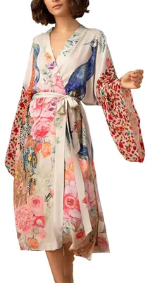 Produktbild von Lange Kaftan Maxi Kleid in Gelb mit Blumenmuster