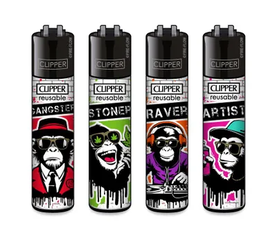 Produktbild von Clipper Feuerzeug 4er Set Urban Chimps