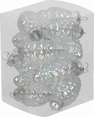 Produktbild von 12 Tannenzapfen Glas Christbaumkugeln Zapfen Weihnachtsschmuck 60mm 6cm Baumdeko, Farbe:klar rainbow
