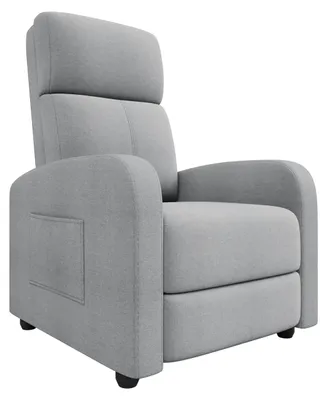 Obrázok produktu pre Ergonomická kreslo – Nastaviteľné relaxačné kreslo – Vysoké operadlo – Široké podrúčky – Polstrované sedadlo – Bočná vrecká – Vhodné do obývačky – Svetlosivá farba