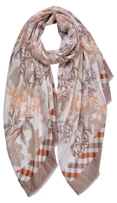 Produktbild von Clayre & Eef Gemusterter Damenschal 80x180 cm Beige Synthetisch