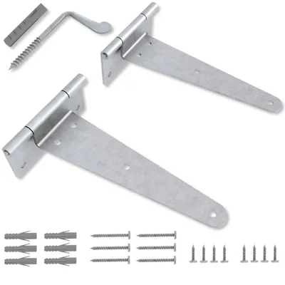 Produktbild von T-Scharnier Set für klappbaren Wandtisch – 2× verzinktes Bandscharnier für Wandmontage – Klapptisch Scharnier 90°-180° – inkl. Montagematerial