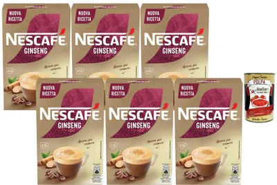 Produktbild von Nescafe Italian Gourmet Bundle Ginseng Instant-Kaffee 6x 70g + Italian Gourmet Polpa Gratis – Cremiges Kaffeegetränk mit Ginseng, 60 Portionsbeutel à 7g, Bürokaffee & Kaffeepause 420g