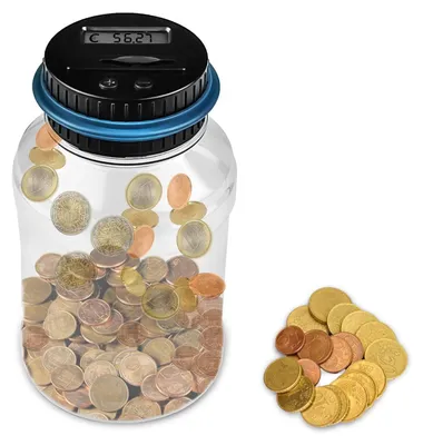 Produktbild von Digitale Spardose Münzzähler mit LCD-Display - 1,8 l - Transparent