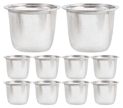 Productafbeelding van Theezeef 10 Stuks - RVS Theezeef - Theefilter voor Losse Thee - Koffiefilter - Zilverkleurig - 7,20 x 7,20 x 5,00 cm