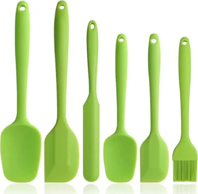 Produktbild von Silikon-Spatel-Set - Schwarz 6-teiliges Antihaft-Gummispatel mit Edelstahlkern - Hitzebeständiges Spatel-Küchenutensilien-Set zum Kochen, Backen und Mischen