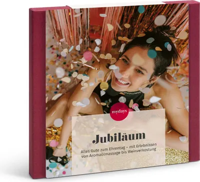 Produktbild von mydays Geschenkbox Zum Jubiläum; Erlebnis verschenken oder selbst erleben; Gutschein für 1 Person(en)
