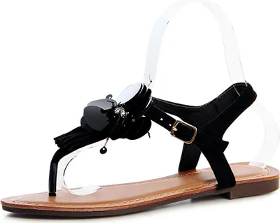 Produktbild von Riemchen Sandalen Sandaletten Zehentrenner Glitzer 1199, Farbe:Schwarz, Größe:36 EU
