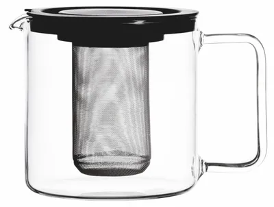 Produktbild von Teekanne aus Borosilikatglas mit Siebeinsatz, Schwarz, 1,3 l, H 13,5 cm