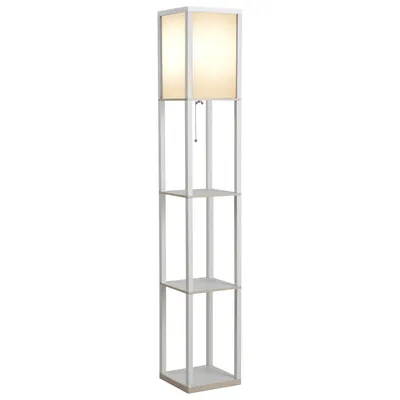 Produktbild von HOMCOM Stehlampenregal Regallampe 26L x 26B x 160H cm 3 Regale 4 Ebenen MDF Weiß
