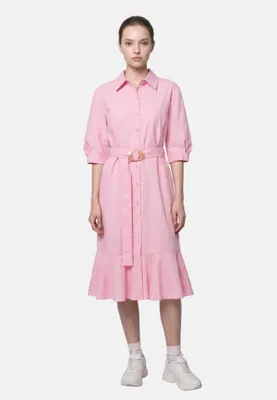 Produktbild von Baumwollkleid Damen 100% Baumwolle mit Knöpfen Dunkelblau Dark Blue UNICA lu Scuro