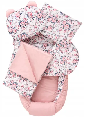Obrázek produktu pro Jukki hnízdečko pro miminko 5dílná sada XXL 120x65 cm s matrací, dekou a polštářem – Roses