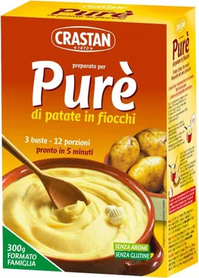Produktbild von Crastan Purè di patate Kartoffelpüree ohne Palmöl schnelle cremige Beilage 3 x 225g
