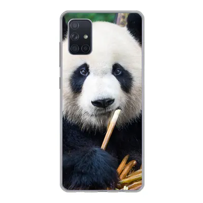 Produktbild von MuchoWow® Handyhülle Schutzhülle Hülle für Samsung Galaxy A71 Panda - Bambus - Natur Silikon Softcase Handy Hülle - Kartenbesitzer