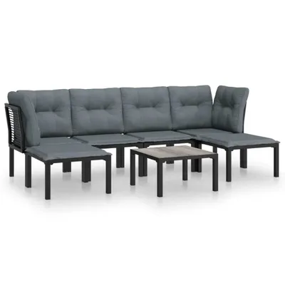 Produktbild von vidaXL 7-tlg. Garten-Lounge-Set Schwarz und Grau Poly Rattan