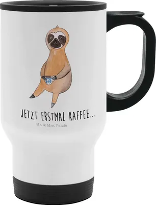 Produktbild von Mr. & Mrs. Panda Thermobecher To Go Faultier Kaffee - Weiß - Geschenk, thermosbecher, trinkbecher mit deckel, Isolierbecher, Coffee, To-Go-Becher, Faultiere, Kaffeetasse