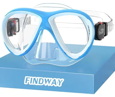 Productafbeelding van Duikbril voor kinderen, snorkelmasker, 180 graden panorama, blauw-wit, model A1