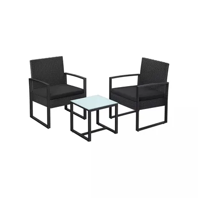 Immagine prodotto di In And OutdoorSet da giardino 2 persone Ericka - Cuscini lavabili - Tavolo da giardino con sedie - Set da giardino - Nero - Set da salotto da giardino