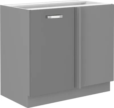 Produktbild von Eckunterschrank 105 Bianca Grau Hochglanz Küchenzeile Küchenblock Küche Grey